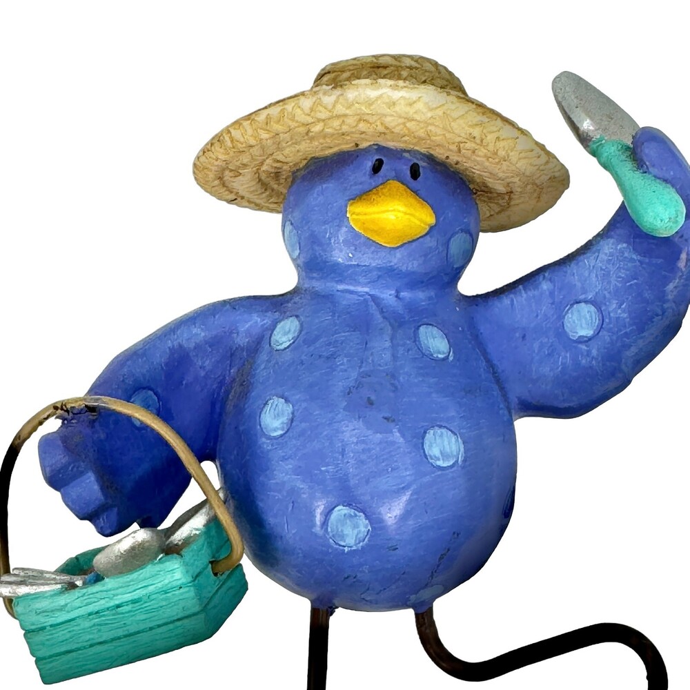 Russ Berrie Tweet Along With Me Gardening Bird Figurine Wire Legs 11679